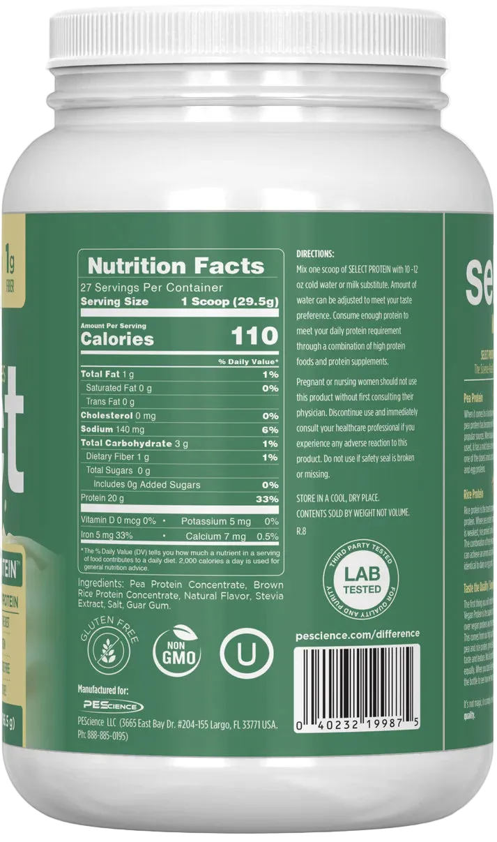 Select Vegan Protein 27 Servings